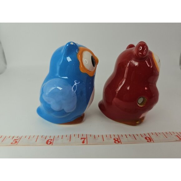 SALT & PEPPER SHAKERS Kitchen Kissing Owls Topsy Turvy Magnetic VTG - Picture 8 of 16